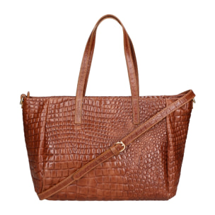 Borsa a spalla da donna - Modello Lorella - Vera pelle croco - 37.0 x 23.0 x 10.0 cm