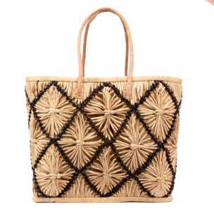 Vigonovo bolso shopper mujer. Fabricado en rafia y paja, con asas de cuero.