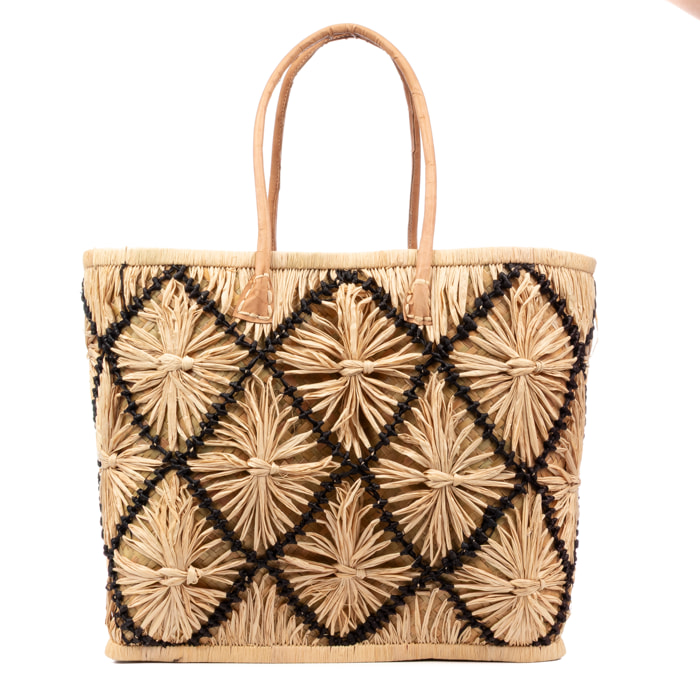 Vigonovo bolso shopper mujer. Fabricado en rafia y paja, con asas de cuero.