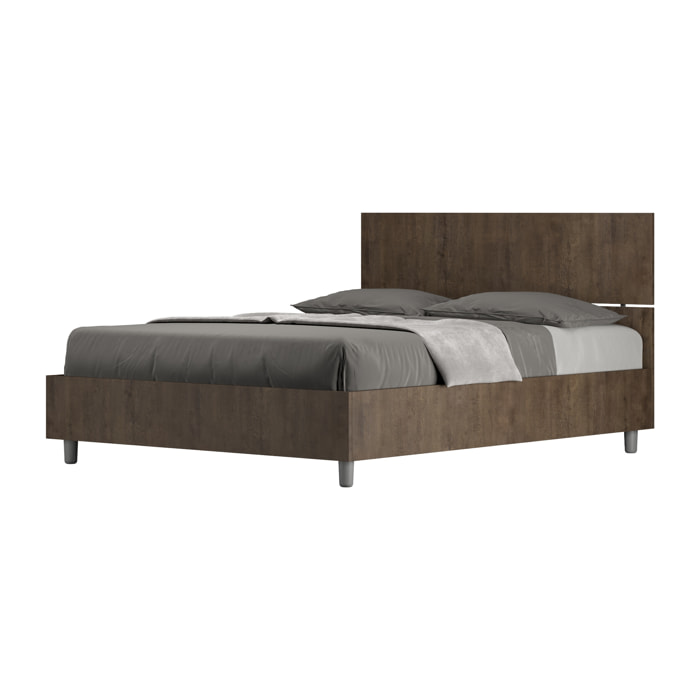 Letto matrimoniale francese senza rete 140x190 testata dritta noce Demas