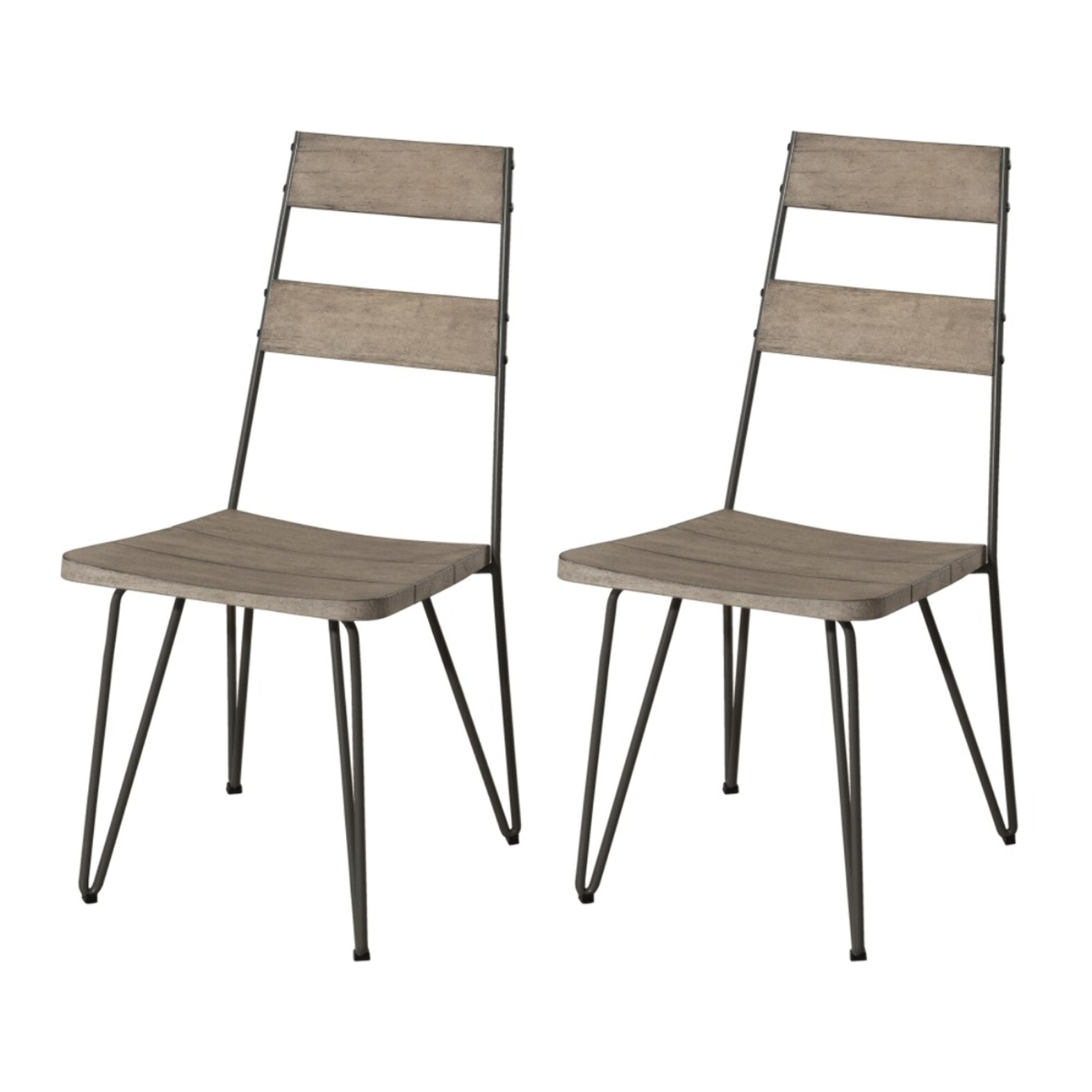 EMILE - Lot de 2 chaises scandi bois et métal EMILE