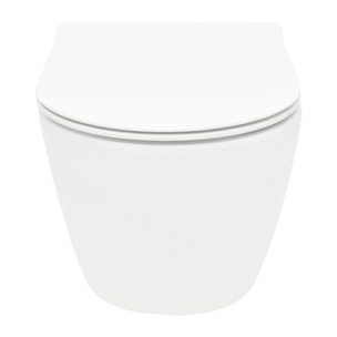 S-Line Pro WC suspendu sans bride Tornado Flush en céramique avec abattant SoftClose et fixations invisibles, blanc (WC01T)