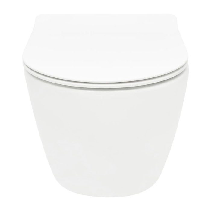 S-Line Pro WC suspendu sans bride Tornado Flush en céramique avec abattant SoftClose et fixations invisibles, blanc (WC01T)