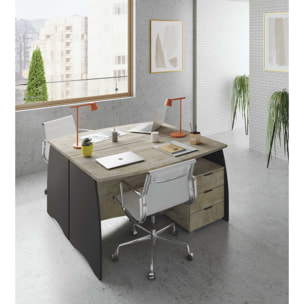 Scrivania con 3 Cassetti Bliss Scrittoio da Studio o Ufficio Mobile Desk da Soggiorno Sala da Pranzo 136 x 74 x 67 cm Colore Rovere E Grigio