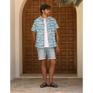Camisa Manga Corta Azul - Nicoleto