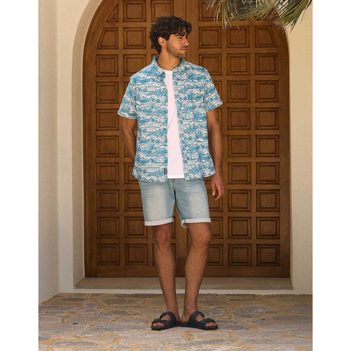Camisa Manga Corta Azul - Nicoleto