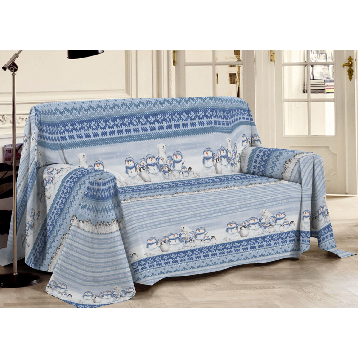 Telo Arredo Multiuso Copritutto 100% Cotone Inverno Polare Blu