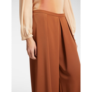 Elena Mirò - Pantaloni ampi cropped con pieghe - Marrone