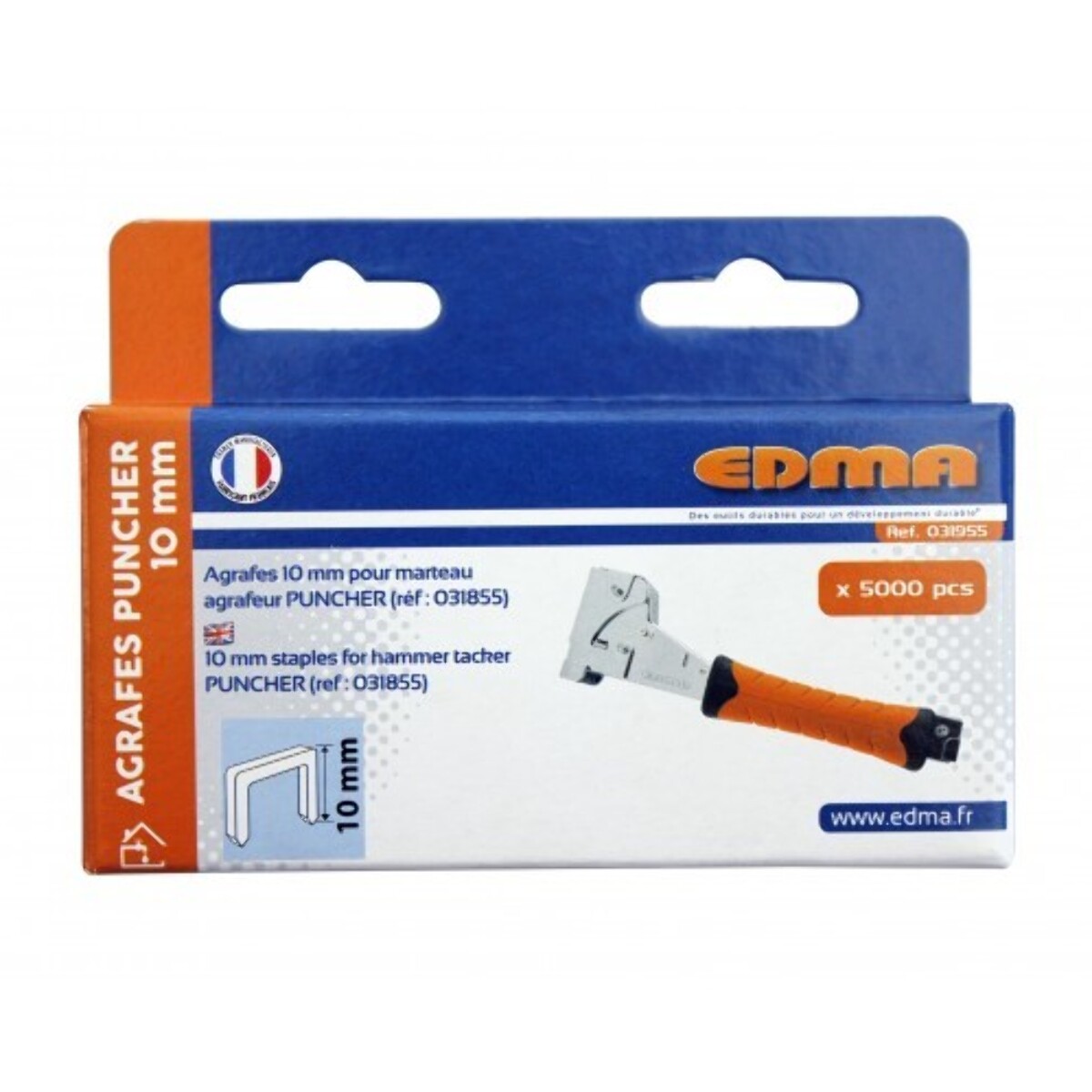 Agrafe pour marteau PUNCHER LONG 10MM BOITE DE 5000