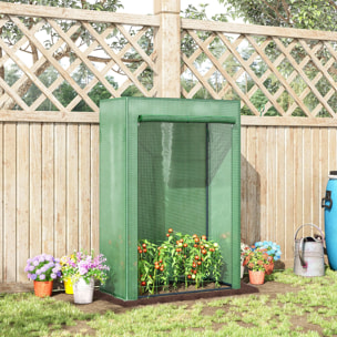 Serre de jardin serre à tomates porte zippée déroulante - 1x0,5x1,5m - acier PVC vert