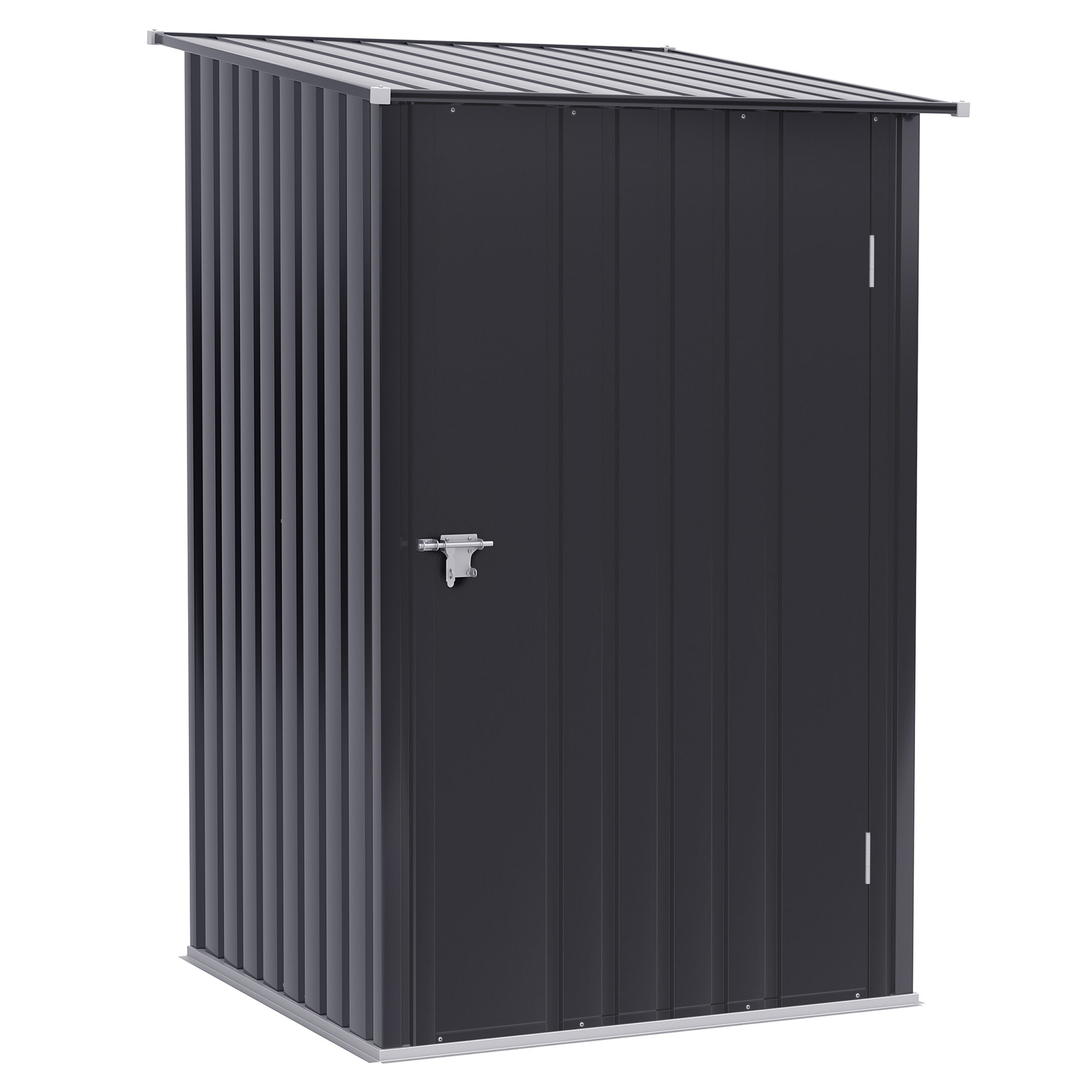 Caseta de Jardín 0,92 m² 100x103x160 cm Cobertizo Exterior de Acero Galvanizado con Puerta Cerradura y Techo Inclinado para Almacenamiento de Herramientas Gris Oscuro