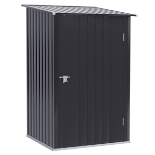 Caseta de Jardín 0,92 m² 100x103x160 cm Cobertizo Exterior de Acero Galvanizado con Puerta Cerradura y Techo Inclinado para Almacenamiento de Herramientas Gris Oscuro