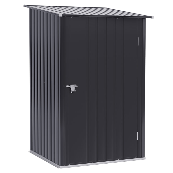 Caseta de Jardín 0,92 m² 100x103x160 cm Cobertizo Exterior de Acero Galvanizado con Puerta Cerradura y Techo Inclinado para Almacenamiento de Herramientas Gris Oscuro