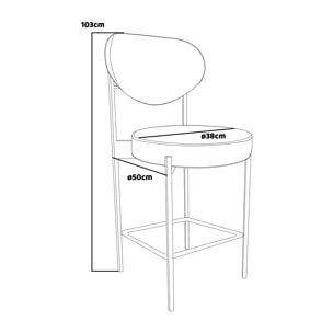 LIER - Coppia di 2 sgabelli alti di design in velluto grigio