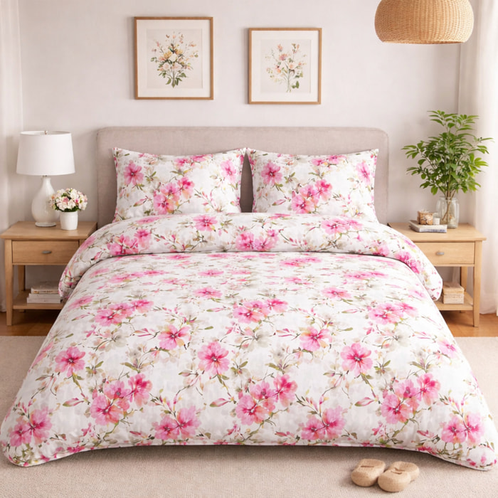 UNO CASA DESIGN Completo Letto Dec.Monaci_Matrimoniale_Fuxia