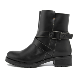 Stivaletti Bikers Fashion Attitude in pelle color Nero