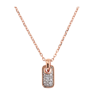 Collana Catena Forzatina con Elemento Rettangolare in Pavé di Cubic Zirconia