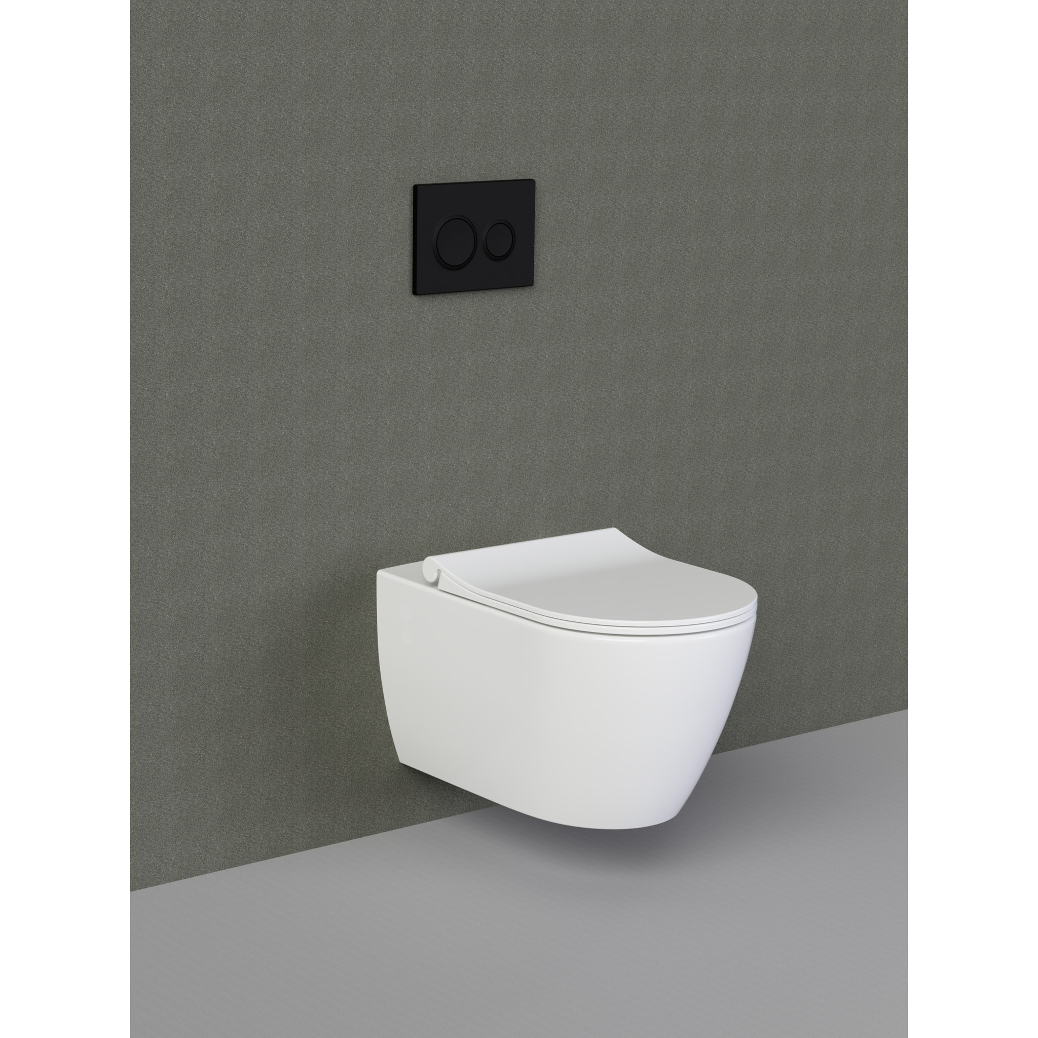 Pack Bati-support Geberit UP320 + WC sans bride Livea Bello + Abattant softclose + Plaque blanc chrome (GebBello-C)