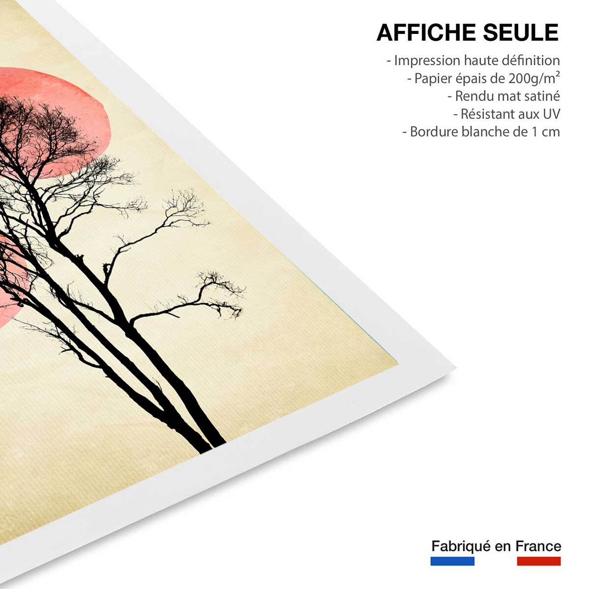 Affiche paysage Lune et soleil d'hiver Affiche seule