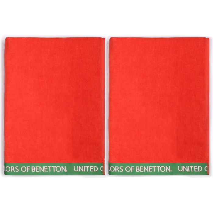 SET 2 TOALLA DE PLAYA 90X160CM 380GSM VELOUR 100%ALGODON ROJO  BENETTON