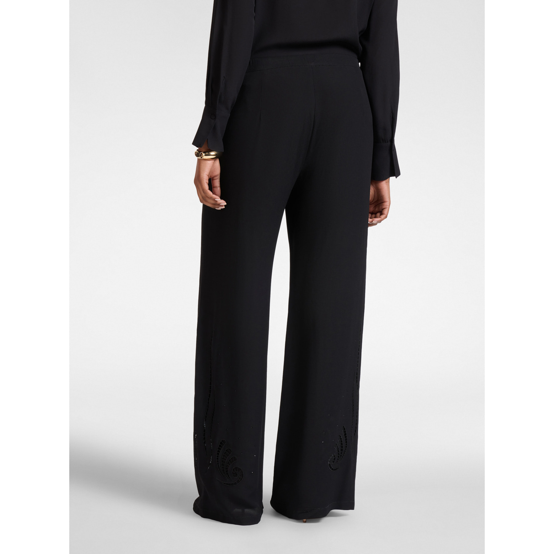 Elena Mirò - Pantalones palazzo bordados - Negro