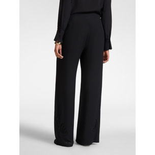 Elena Mirò - Pantalones palazzo bordados - Negro