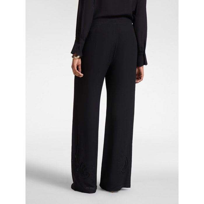 Elena Mirò - Pantalones palazzo bordados - Negro
