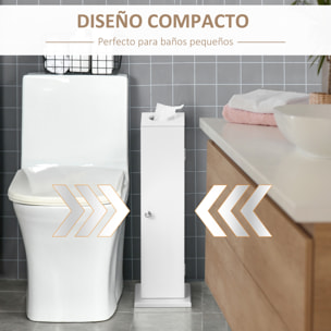 Armario de Baño Estrecho Mueble de Baño con Orificio para Papel Higiénico y Estantes Estilo Moderno para Espacios Pequeños 19,5x19,5x65 cm Blanco