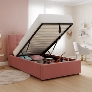 Lit coffre avec tête de lit en velours - TINA