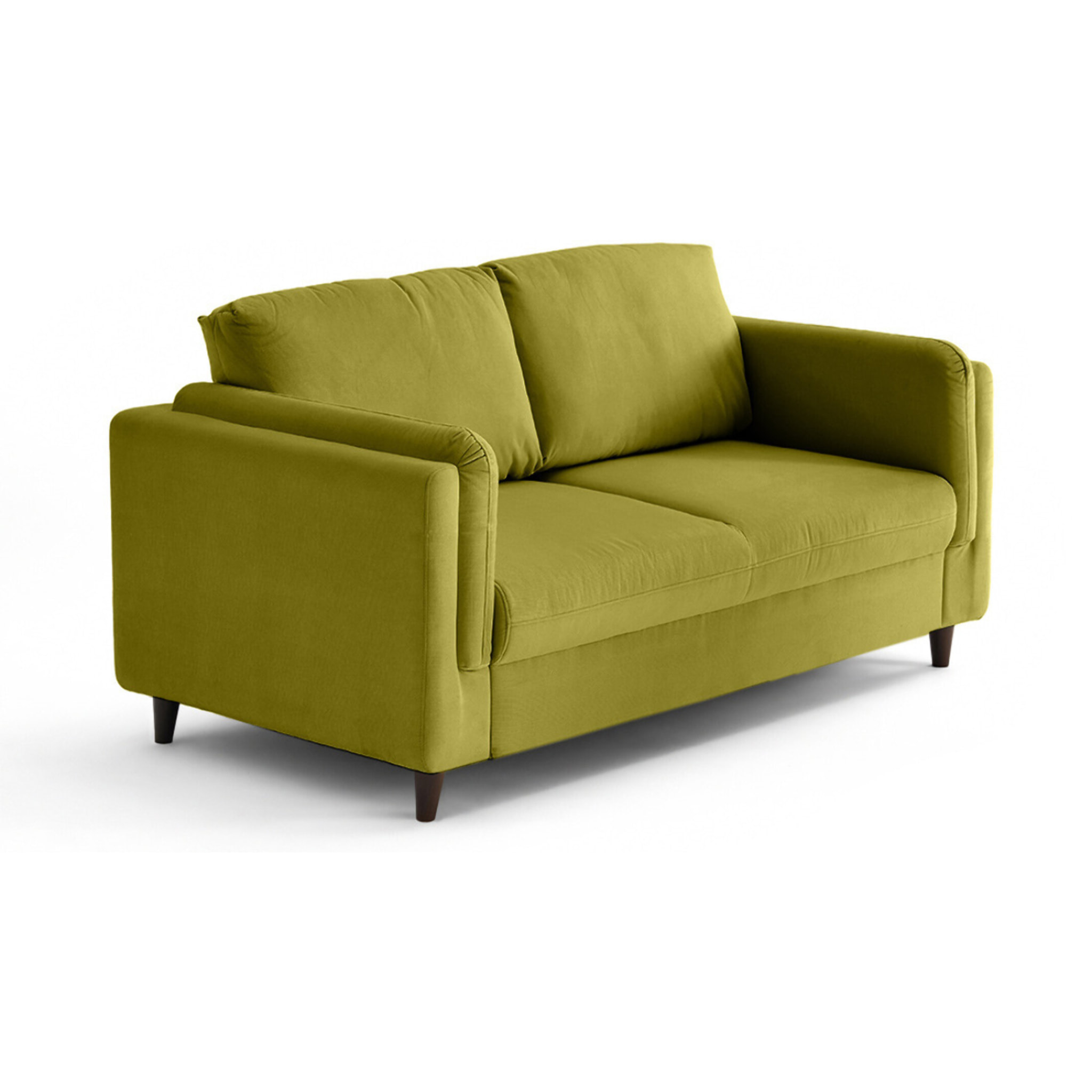 Brooke - canapé 2 places en velours pieds en bois - Vert Olive