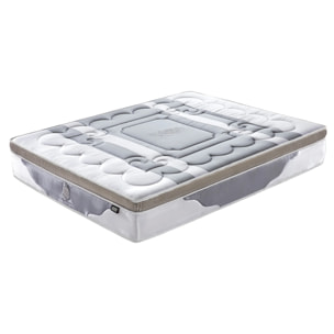 Ensemble matelas Royal XXL & lit coffre Everest | Mémoire de forme et ressorts ensachés | Grande capacité de stockage | tissu épais | Gris