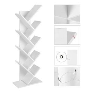 Libreria a Albero con 8 Ripiani in Legno Bianco