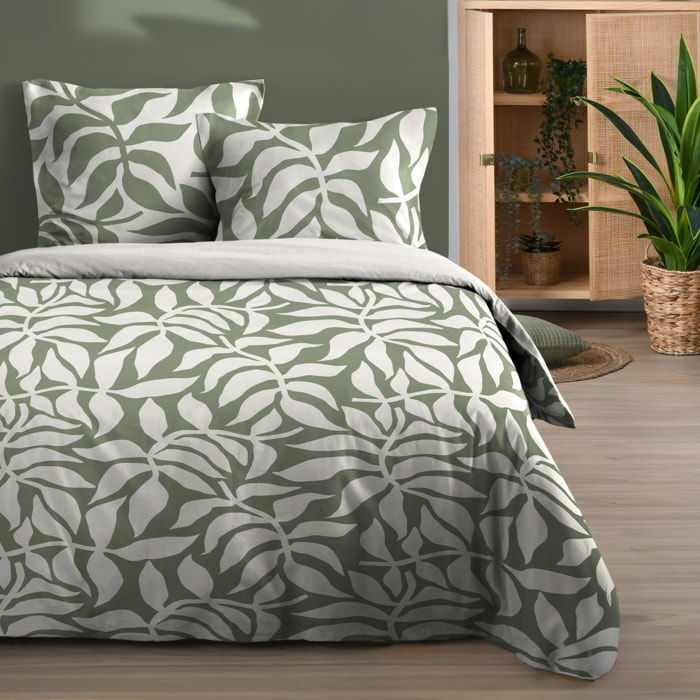 Parure de lit feuillage graphique contemporain - Vert