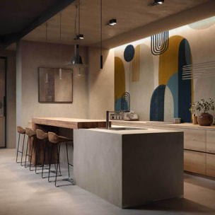 Papier peint panoramique Arches Ambre & Bleu Denim Intissé