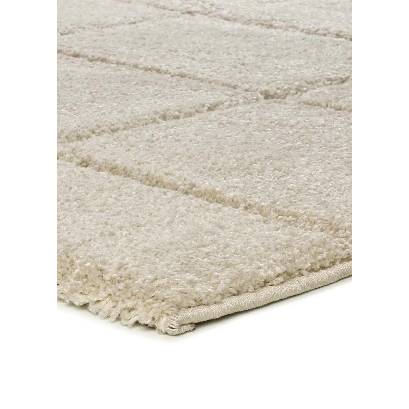 MOLIER Alfombra shaggy con formas abstractas en blanco, varias medidas disponibles.