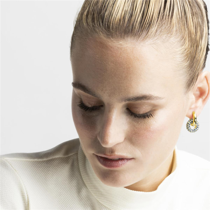 Pendientes con Cristal Azul Oscuro acabado oro 18k