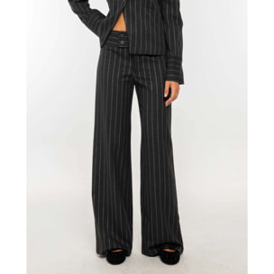 Pantalón de traje con raya diplomática en lurex de mujer