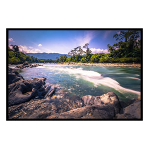 Affiche encadrée rivière tropicale en pleine nature Affiche + cadre en métal - Noir