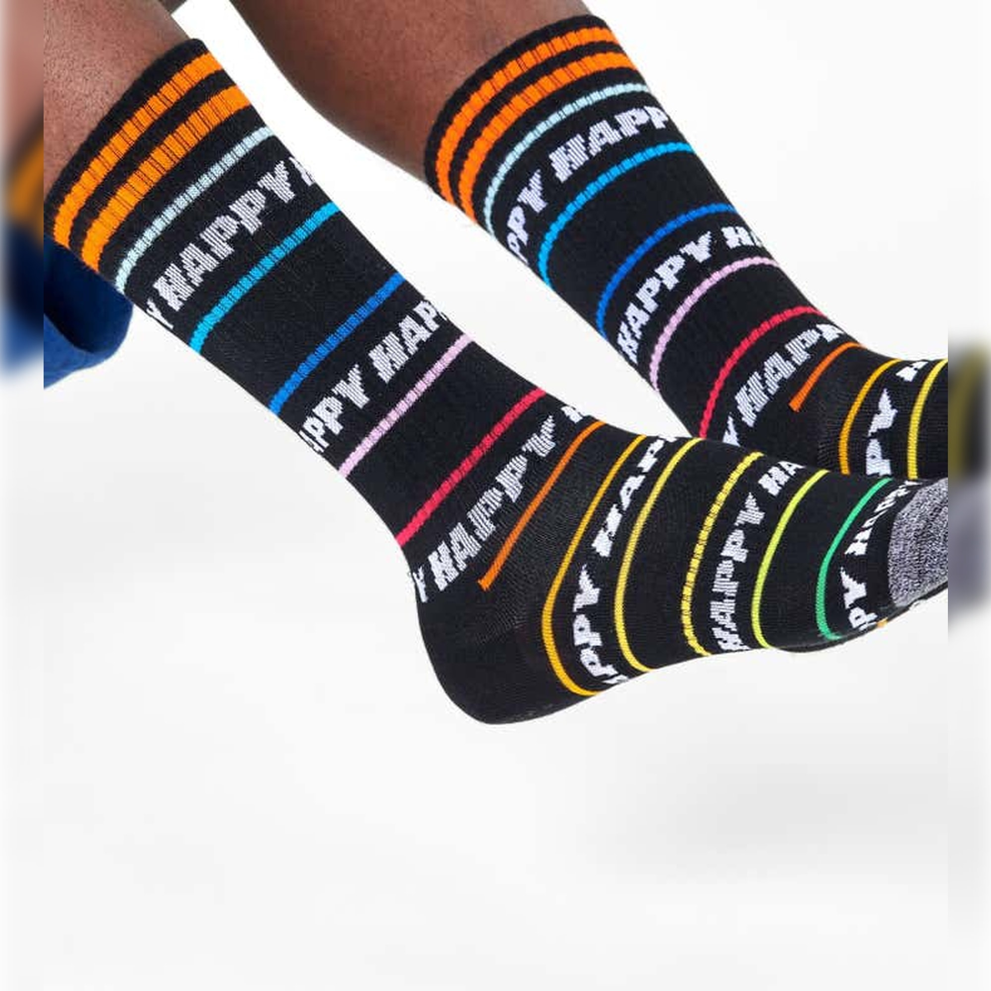 Calcetines happy line thin crew negro