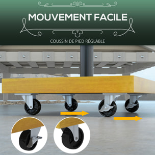 Pied de parasol carré - base de lestage poids net 25 Kg métal 4 roulettes