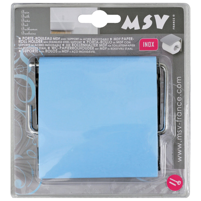 Portarrollos MSV de plastico y metal cromado en color azul claro