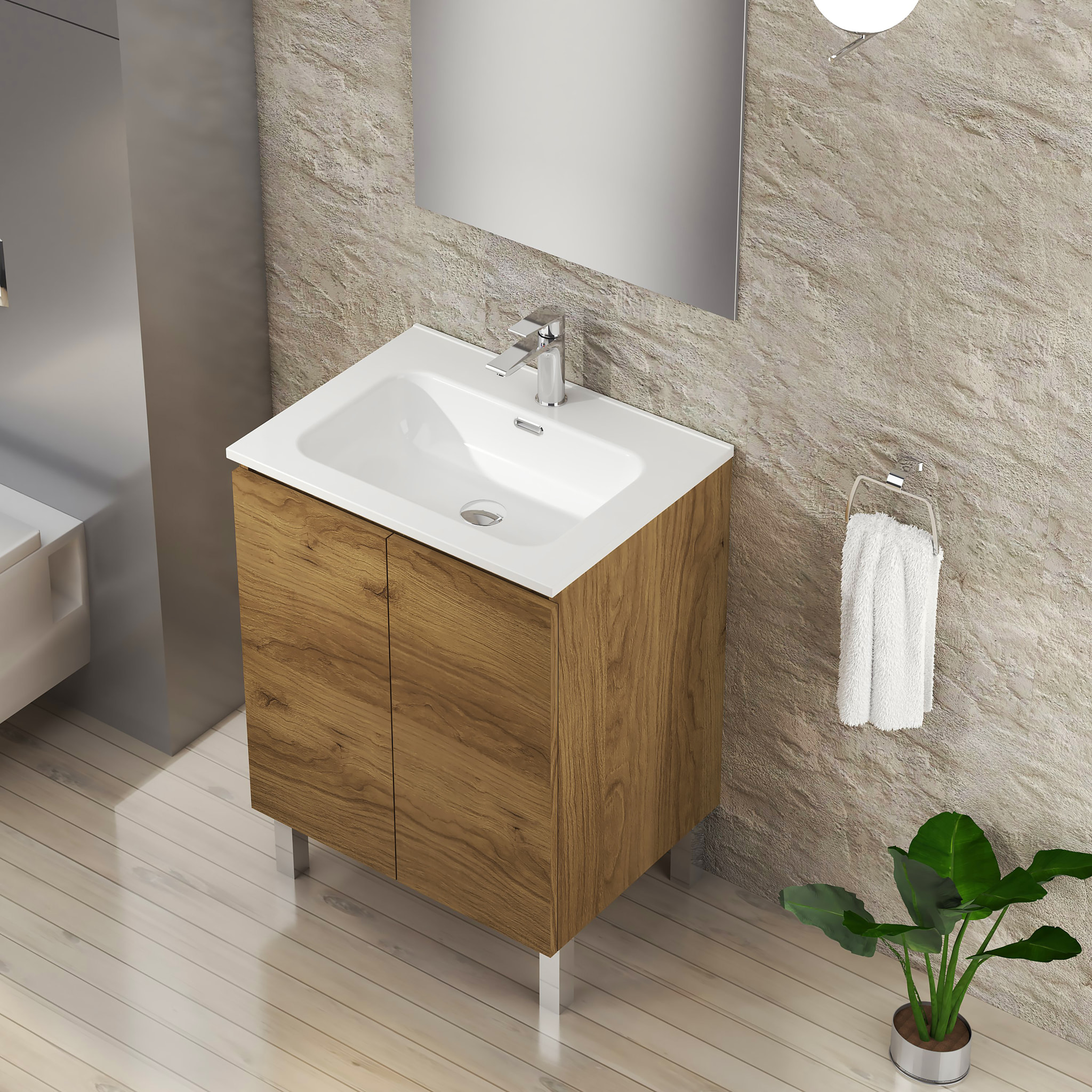 Conjunto de Baño Lust | 60 cm Teka | Dos Puertas | Lavabo Encastrado | No incluye Espejo | Mueble Montado | Alday