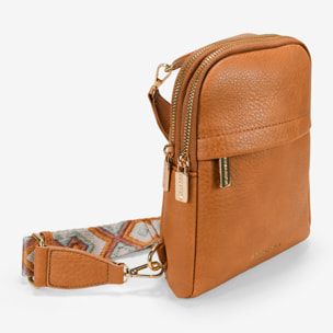 Riñonera tostada con asa de algodón y cremallera