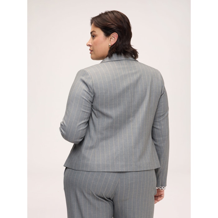 Fiorella Rubino - Blazer gessato con bottoni dorati - Grigio