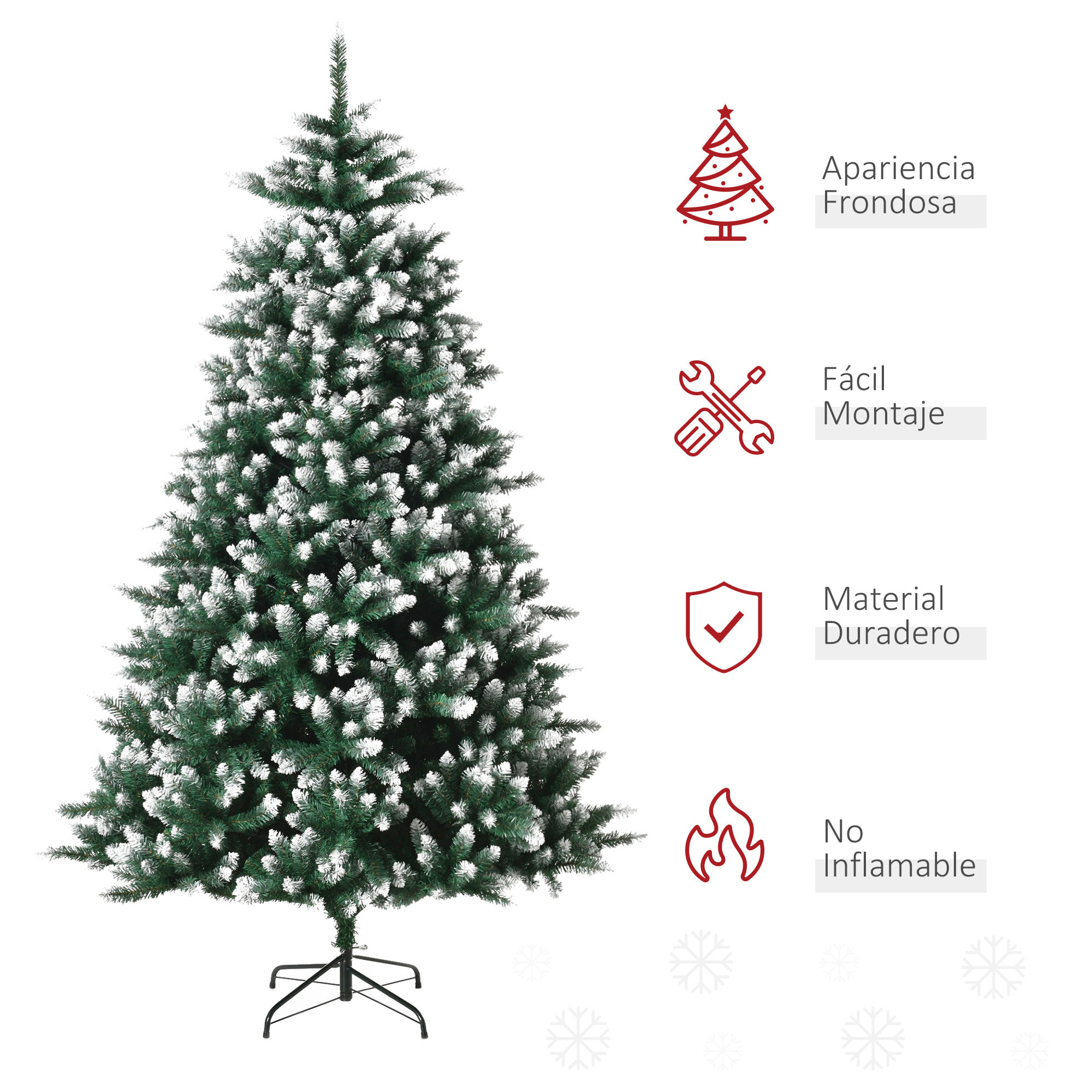 árbol de Navidad Puntas Blancas Artificial con Soporte 210 cm