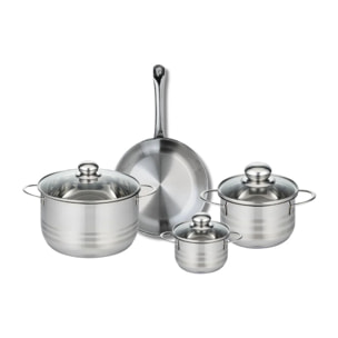 Ensemble de 1 Poêle de cuisson 24 cm et 3 faitouts 12, 16 et 20 cm Elo Profi Brillant