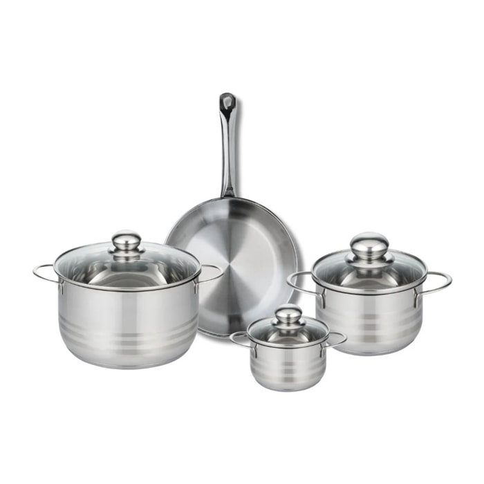 Ensemble de 1 Poêle de cuisson 24 cm et 3 faitouts 12, 16 et 20 cm Elo Profi Brillant