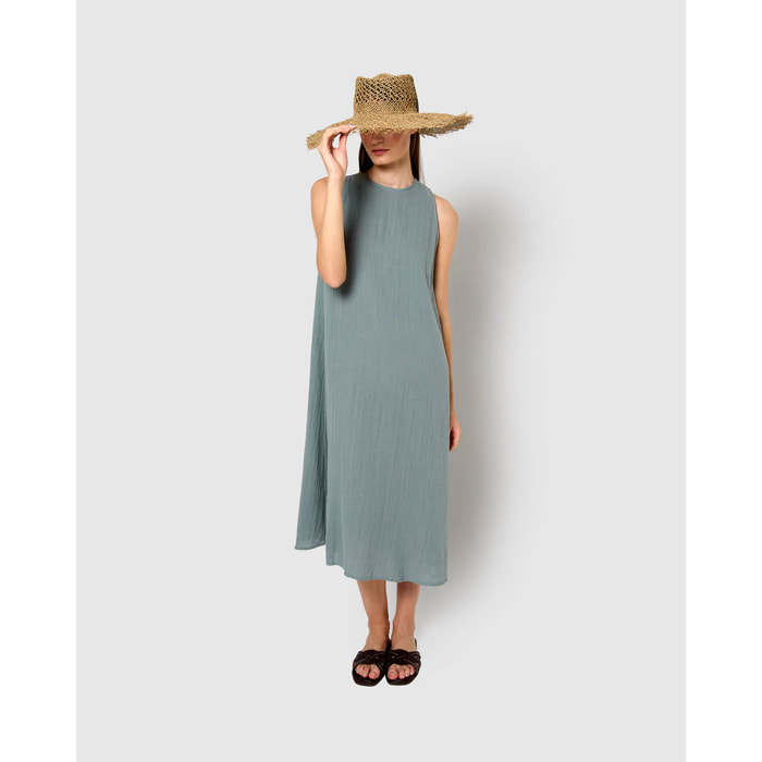 Vestido largo tirantes muselina índigo