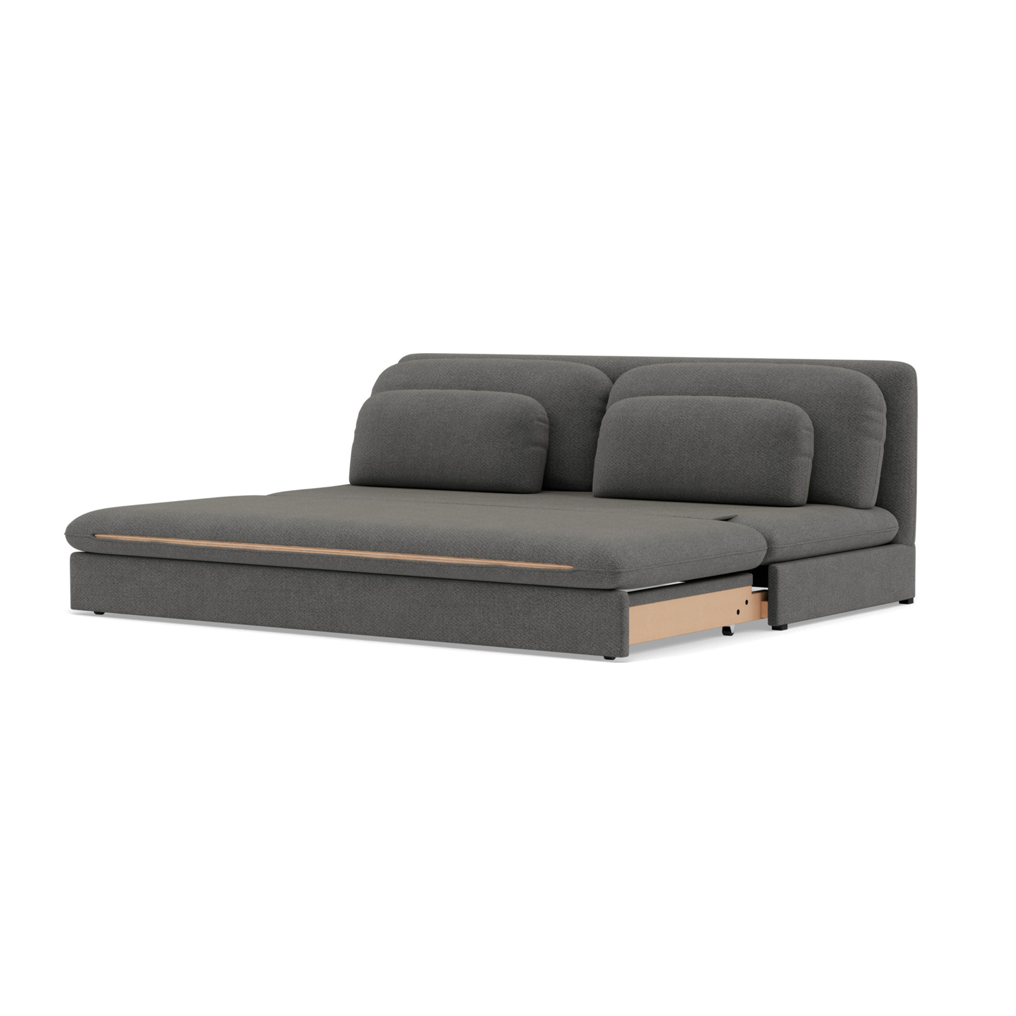 Ysal - canapé 3 places convertible déplimousse en velours texturé - Gris