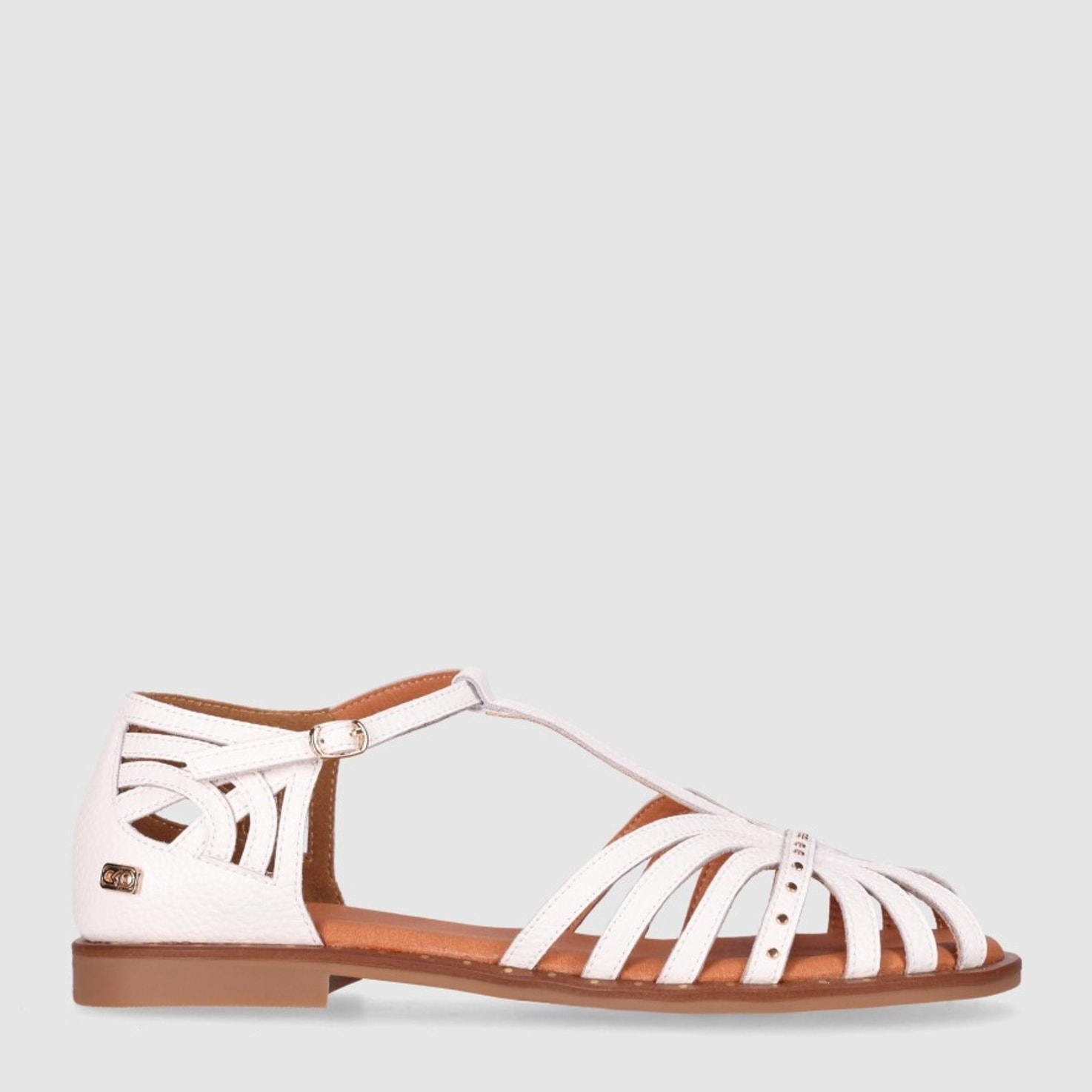 Sandalias de Piel - Blanco - Tacón: 1 cm